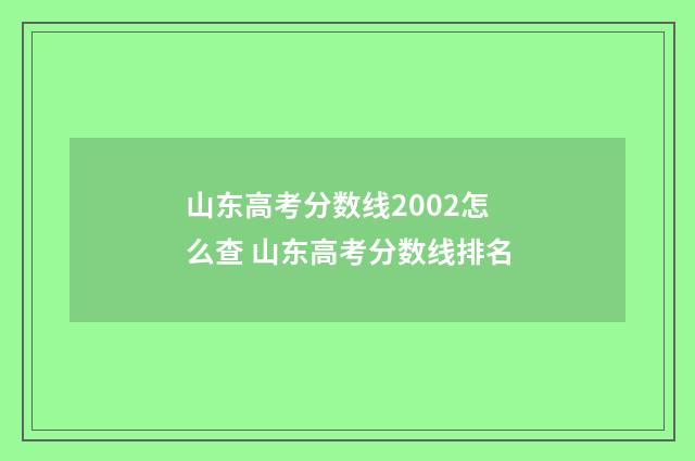 山东高考分数线2002怎么查 山东高考分数线排名