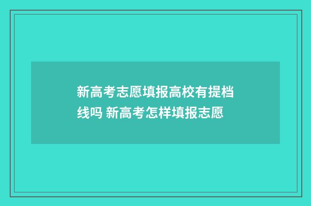 新高考志愿填报高校有提档线吗 新高考怎样填报志愿