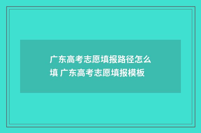 广东高考志愿填报路径怎么填 广东高考志愿填报模板