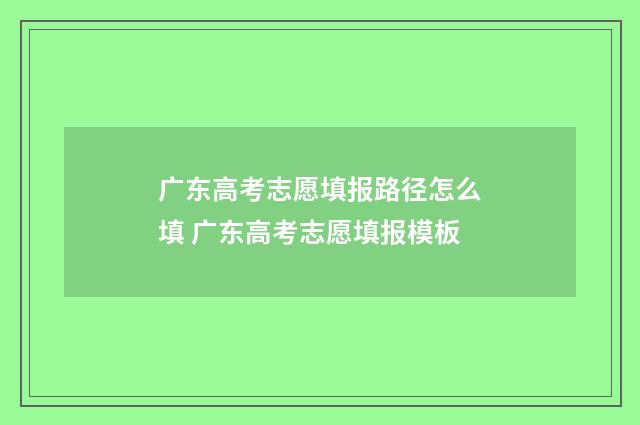 广东高考志愿填报路径怎么填 广东高考志愿填报模板