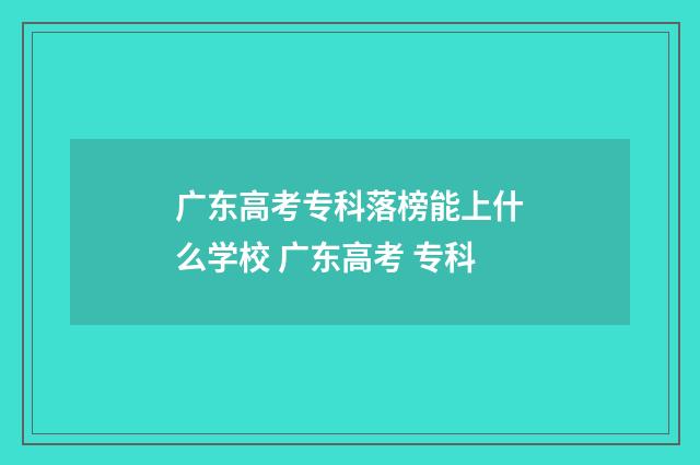 广东高考专科落榜能上什么学校 广东高考 专科