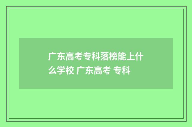 广东高考专科落榜能上什么学校 广东高考 专科