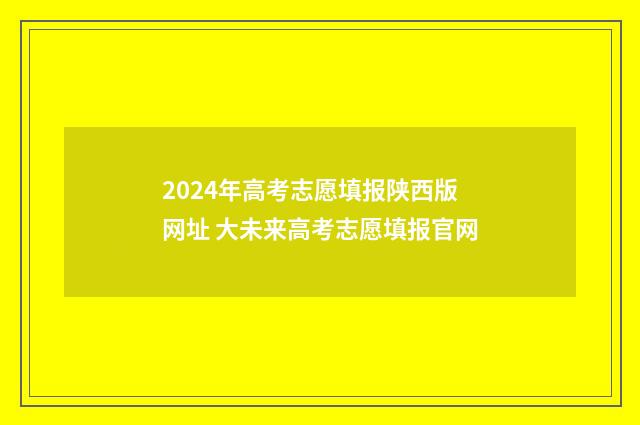 2024年高考志愿填报陕西版网址 大未来高考志愿填报官网