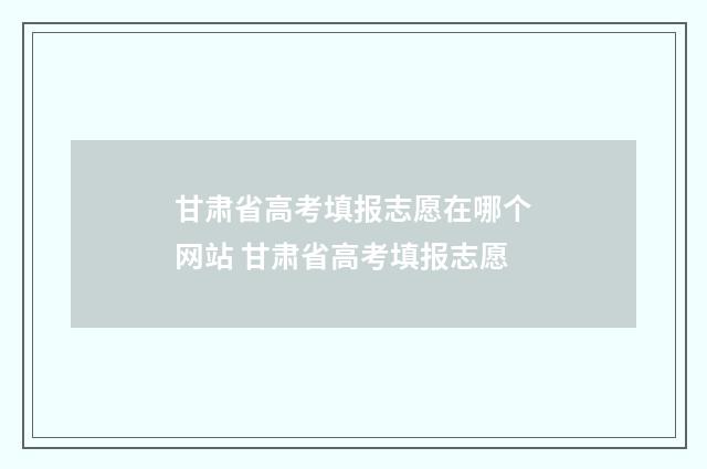 甘肃省高考填报志愿在哪个网站 甘肃省高考填报志愿