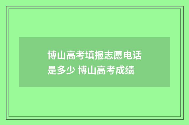 博山高考填报志愿电话是多少 博山高考成绩