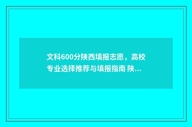 文科600分陕西填报志愿，高校专业选择推荐与填报指南 陕西文科600分左右的大学