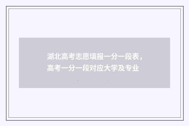 湖北高考志愿填报一分一段表,高考一分一段对应大学及专业