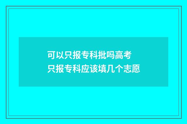 可以只报专科批吗高考 只报专科应该填几个志愿