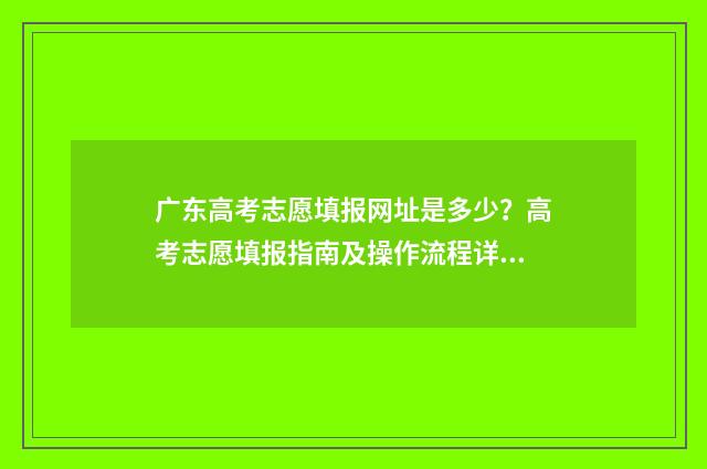 广东高考志愿填报网址是多少?高考志愿填报指南及操作流程详解 广东高考志愿填报系统官网入口