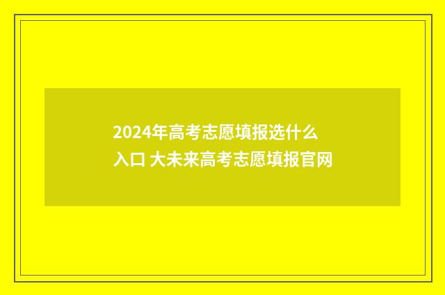 2024年高考志愿填报选什么入口 大未来高考志愿填报官网