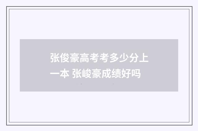 张俊豪高考考多少分上一本 张峻豪成绩好吗