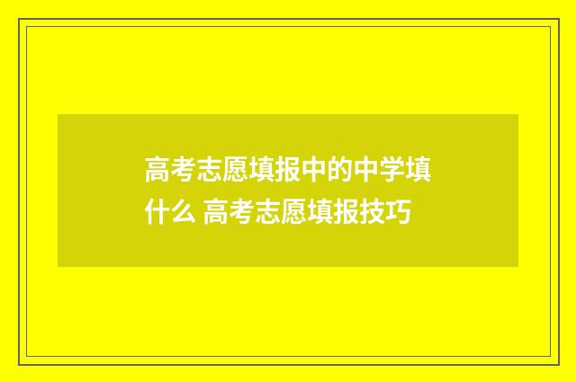 高考志愿填报中的中学填什么 高考志愿填报技巧
