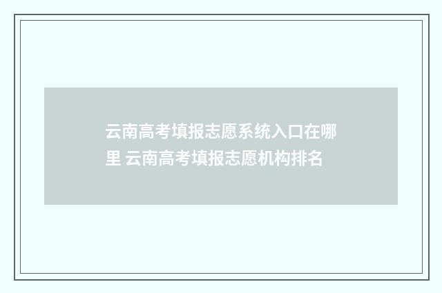 云南高考填报志愿系统入口在哪里 云南高考填报志愿机构排名