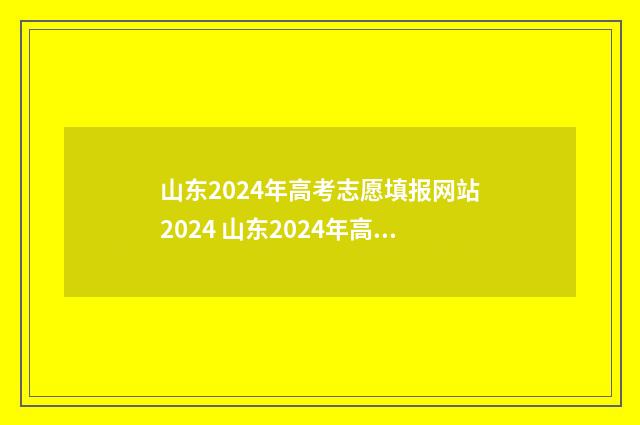 山东2024年高考志愿填报网站2024 山东2024年高考改革政策