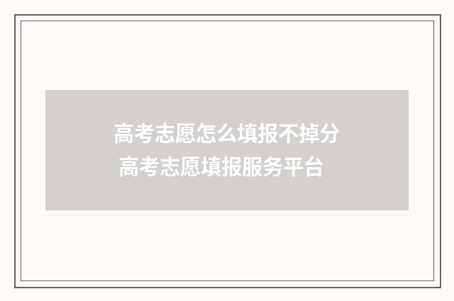 高考志愿怎么填报不掉分 高考志愿填报服务平台
