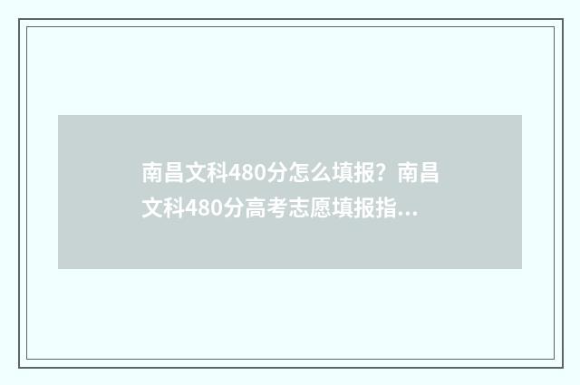 南昌文科480分怎么填报？南昌文科480分高考志愿填报指南 南昌350分文科上什么大学