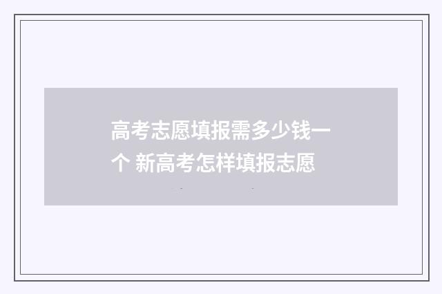 高考志愿填报需多少钱一个 新高考怎样填报志愿
