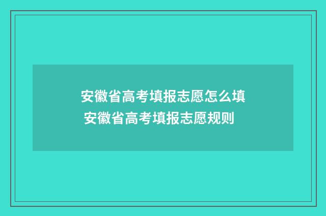 安徽省高考填报志愿怎么填 安徽省高考填报志愿规则