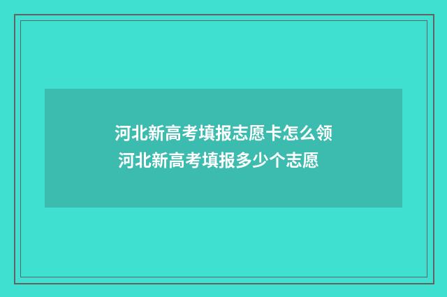 河北新高考填报志愿卡怎么领 河北新高考填报多少个志愿