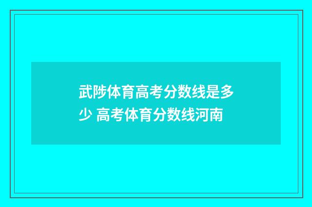 武陟体育高考分数线是多少 高考体育分数线河南