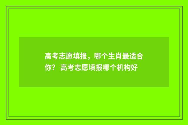 高考志愿填报，哪个生肖最适合你？ 高考志愿填报哪个机构好