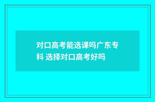 对口高考能选课吗广东专科 选择对口高考好吗
