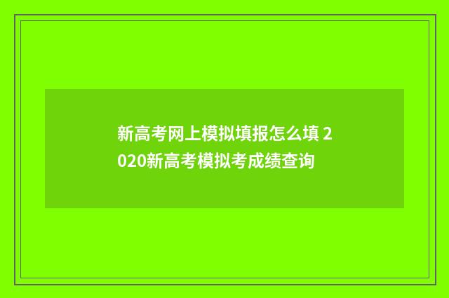 新高考网上模拟填报怎么填 2020新高考模拟考成绩查询