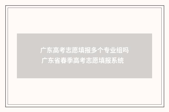 广东高考志愿填报多个专业组吗 广东省春季高考志愿填报系统