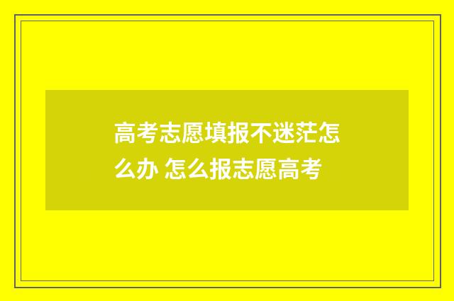 高考志愿填报不迷茫怎么办 怎么报志愿高考
