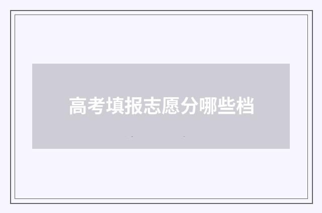 高考填报志愿分哪些档