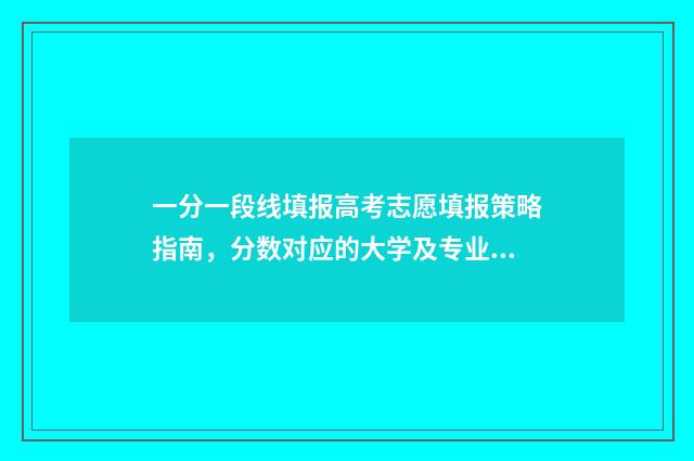 一分一段线填报高考志愿填报策略指南，分数对应的大学及专业一览 一分一段线分数查询