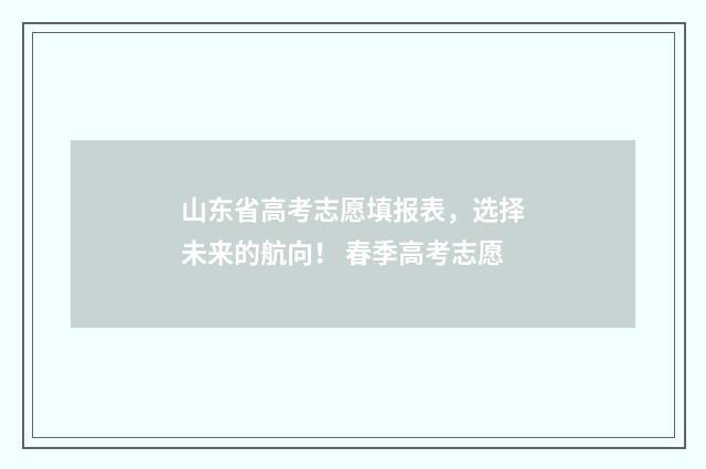 山东省高考志愿填报表，选择未来的航向！ 春季高考志愿