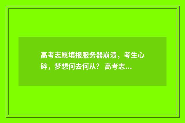 高考志愿填报服务器崩溃,考生心碎,梦想何去何从? 高考志愿填报服务平台官网