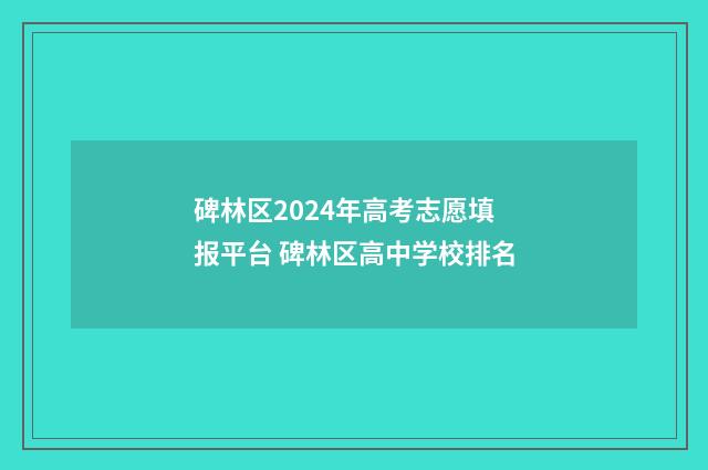 碑林区2024年高考志愿填报平台 碑林区高中学校排名