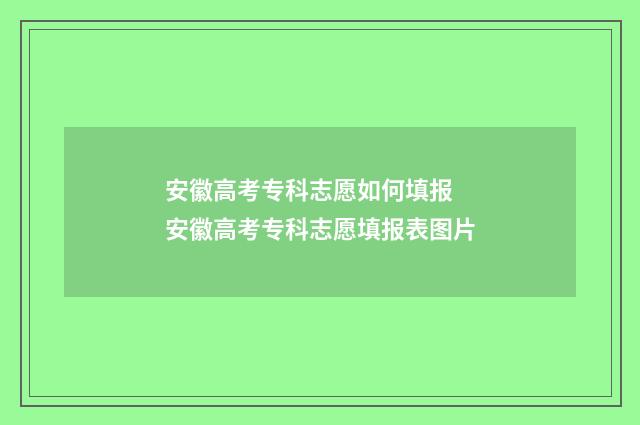 安徽高考专科志愿如何填报 安徽高考专科志愿填报表图片