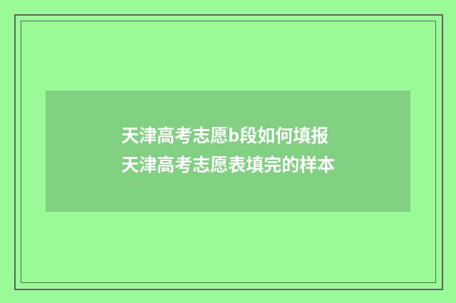 天津高考志愿b段如何填报 天津高考志愿表填完的样本