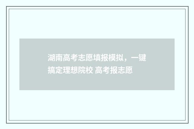 湖南高考志愿填报模拟，一键搞定理想院校 高考报志愿