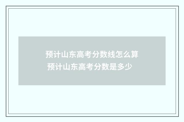 预计山东高考分数线怎么算 预计山东高考分数是多少