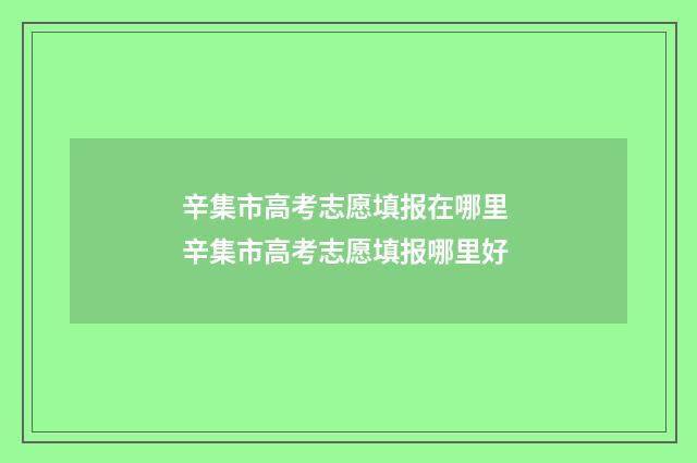 辛集市高考志愿填报在哪里 辛集市高考志愿填报哪里好