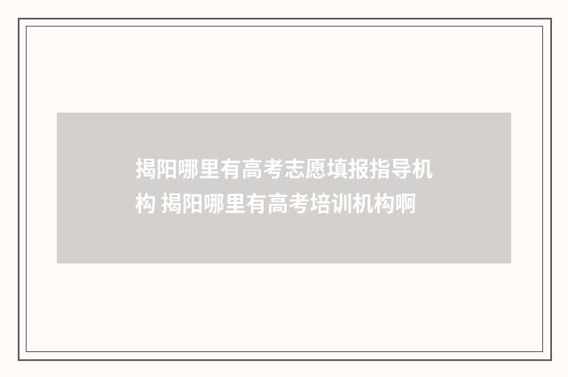 揭阳哪里有高考志愿填报指导机构 揭阳哪里有高考培训机构啊