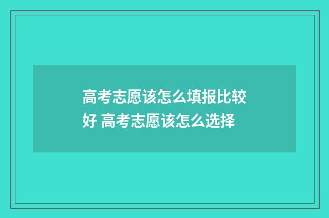 高考志愿该怎么填报比较好 高考志愿该怎么选择