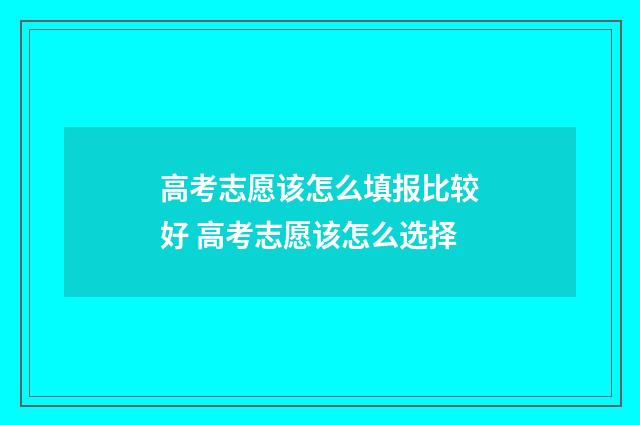 高考志愿该怎么填报比较好 高考志愿该怎么选择