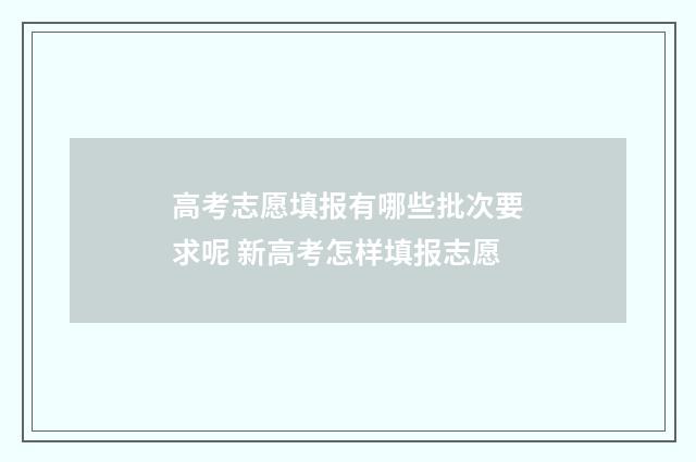 高考志愿填报有哪些批次要求呢 新高考怎样填报志愿