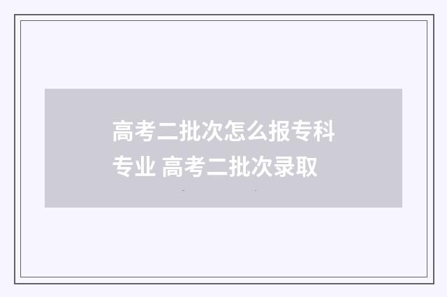 高考二批次怎么报专科专业 高考二批次录取