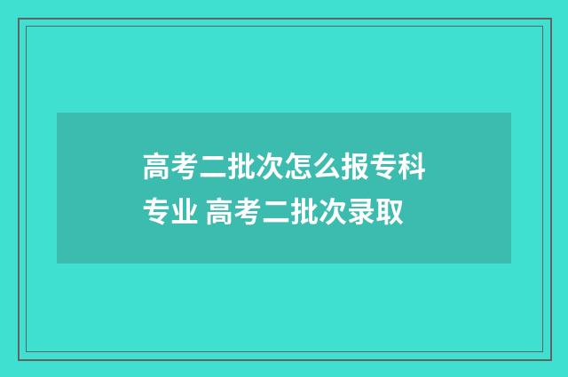 高考二批次怎么报专科专业 高考二批次录取