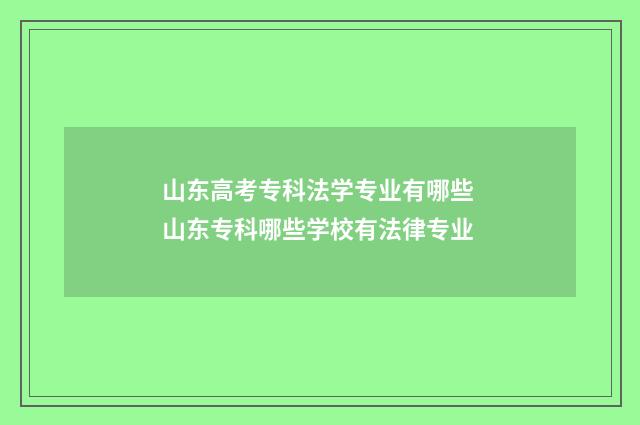 山东高考专科法学专业有哪些 山东专科哪些学校有法律专业