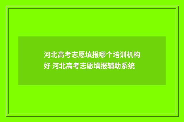 河北高考志愿填报哪个培训机构好 河北高考志愿填报辅助系统