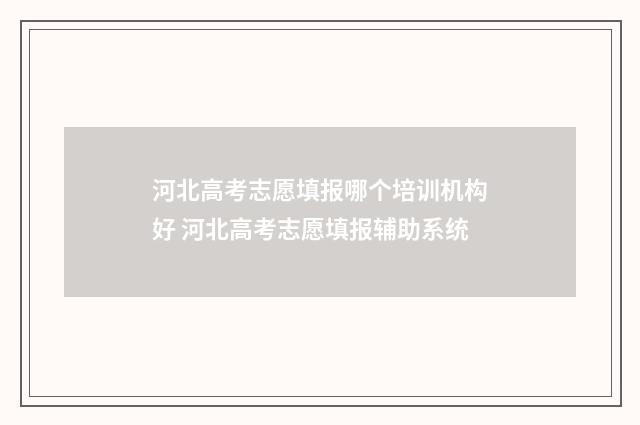 河北高考志愿填报哪个培训机构好 河北高考志愿填报辅助系统
