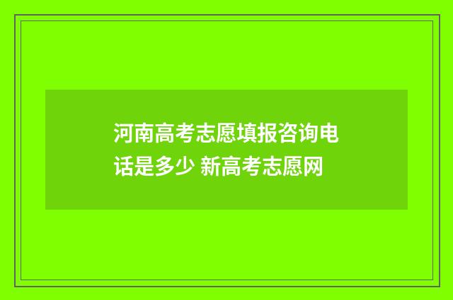 河南高考志愿填报咨询电话是多少 新高考志愿网