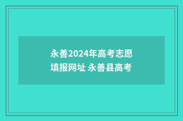 永善2024年高考志愿填报网址 永善县高考